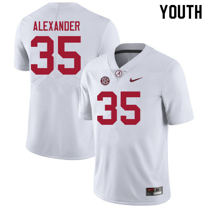 Youth #35 Jeremiah Alexander Alabama White Tide College Football Jerseys Sale-White